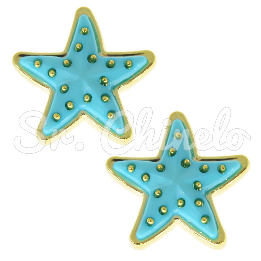 Aplique, Estrela do Mar 23mm, Plástico, Azul Tiffany