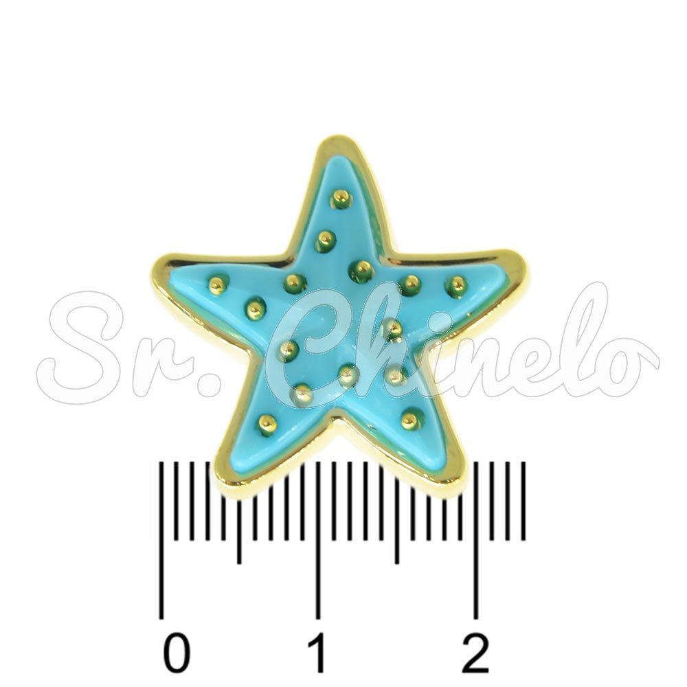 Aplique, Estrela do Mar 23mm, Plástico, Azul Tiffany