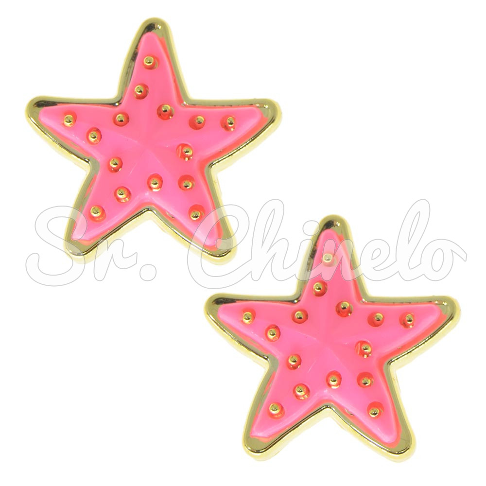 Aplique, Estrela do Mar 23mm, Plástico, Rosa Salmão