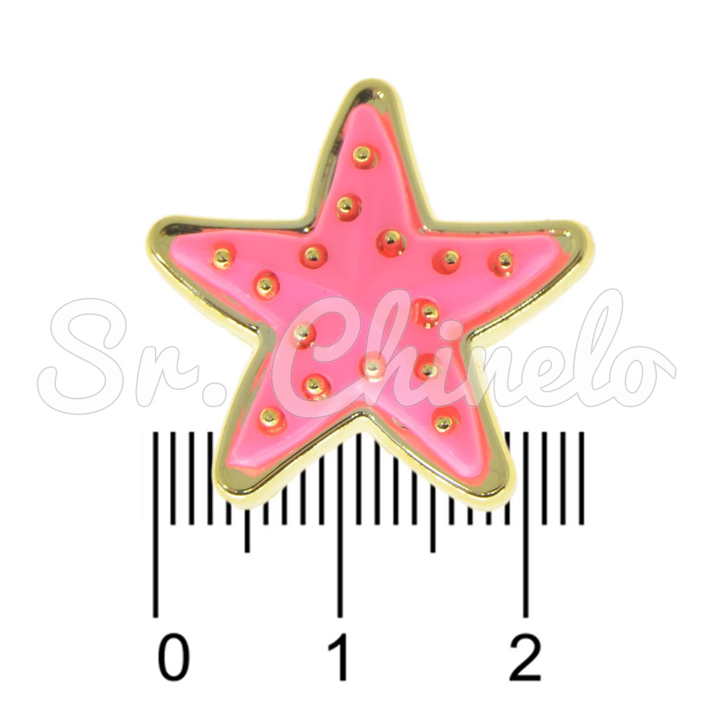 Aplique, Estrela do Mar 23mm, Plástico, Rosa Salmão