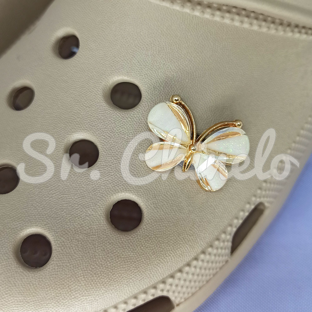 Aplique de Metal, Borboleta, Creme