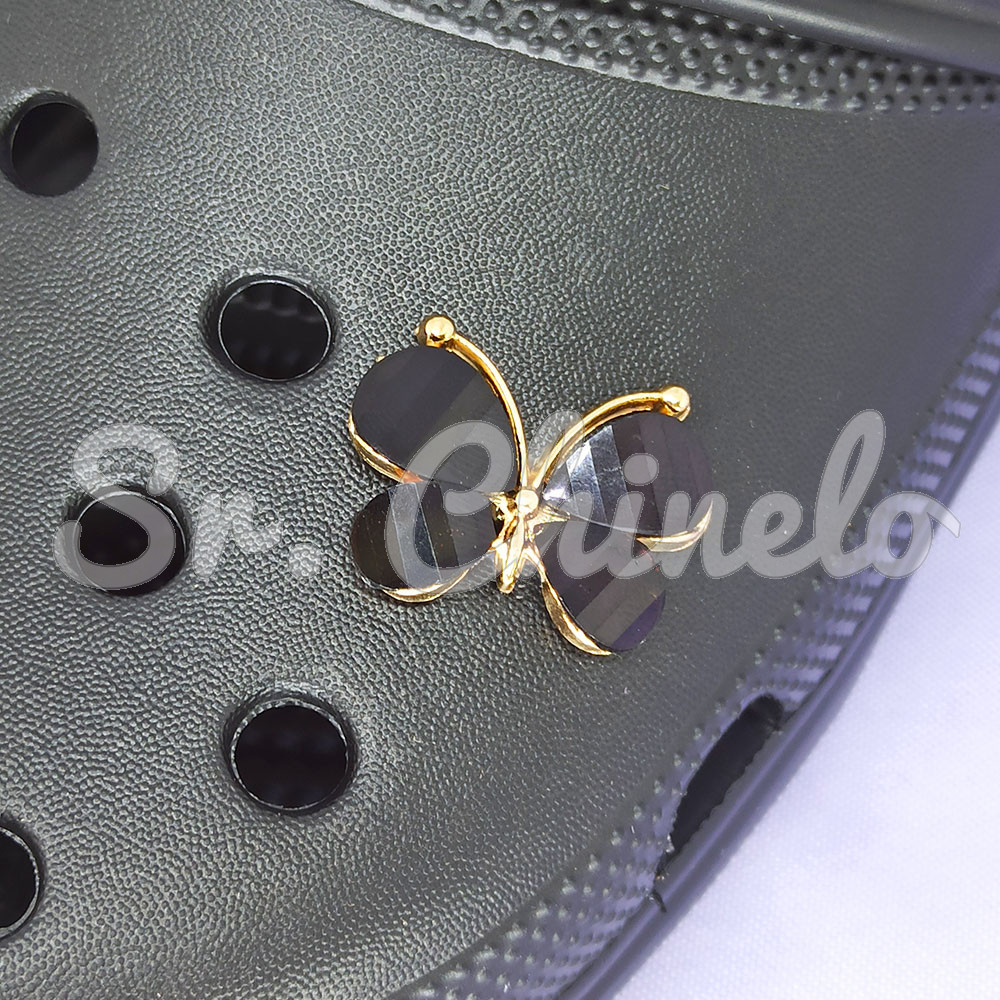 Aplique de Metal, Borboleta, Preto