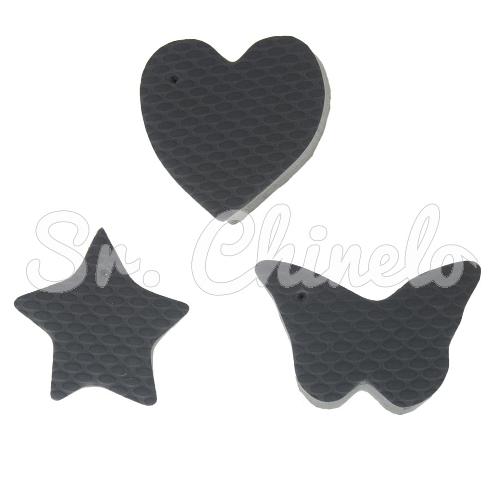 Kit de Pingentes de Borracha para Chaveiro, Estrela Coração e Borboleta, Cinza Lunar