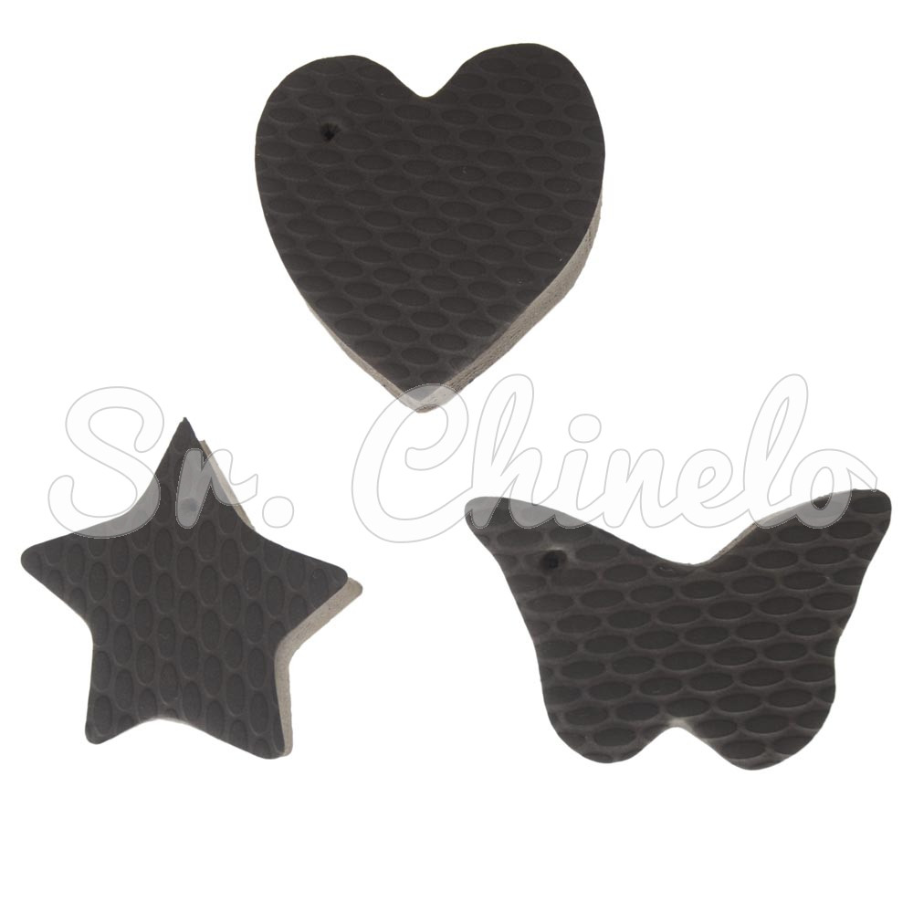 Kit de Pingentes de Borracha para Chaveiro, Estrela Coração e Borboleta, Marrom Cacau