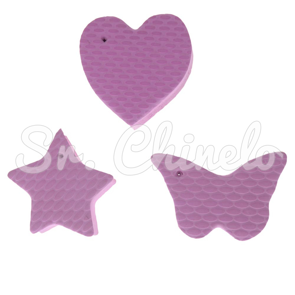 Kit de Pingentes de Borracha para Chaveiro, Estrela Coração e Borboleta, Rosa Iogurte