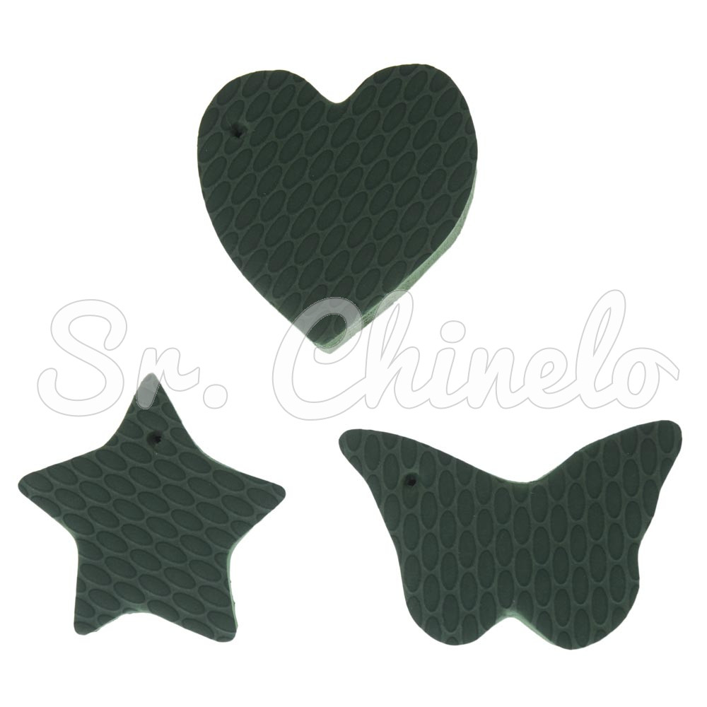 Kit de Pingentes de Borracha para Chaveiro, Estrela Coração e Borboleta, Verde Militar