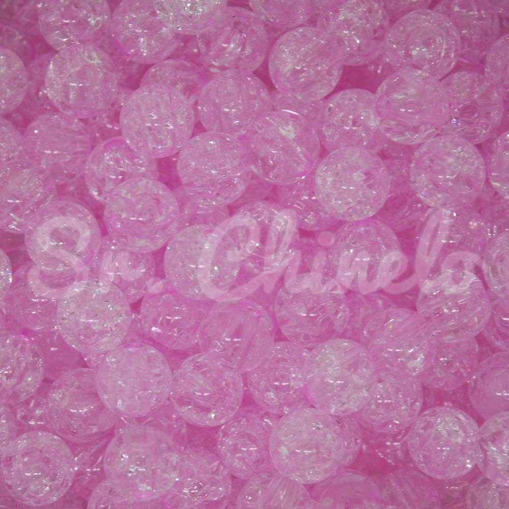 Miçanga Bola Sabão Craquelada, 08mm, Rosa