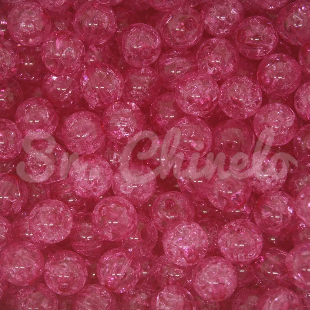 Miçanga Bola Sabão Craquelada, 08mm, Rosa Pink