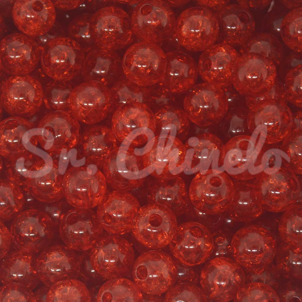 Miçanga Bola Sabão Craquelada, 08mm, Vermelho
