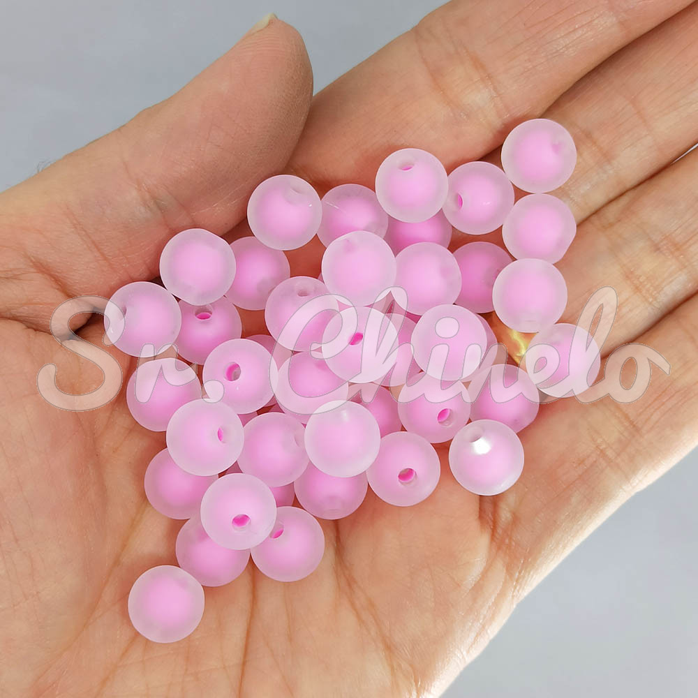 Bola Translúcida Fosca, 10mm, Rosa Claro