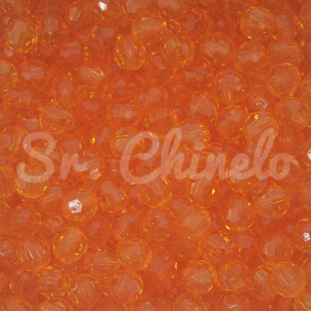 Bola Acrílica Sextavada, 06mm, Laranja