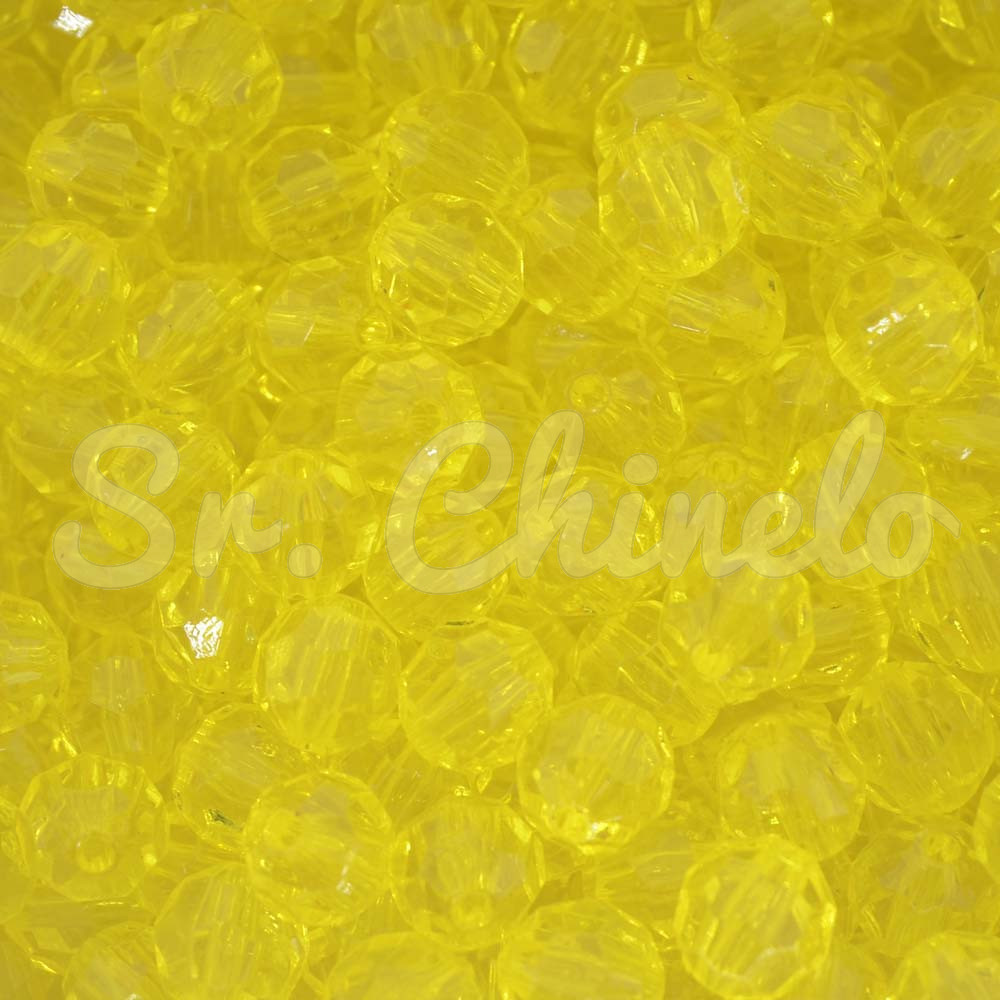 Bola Acrílica Sextavada, 08mm, Amarelo