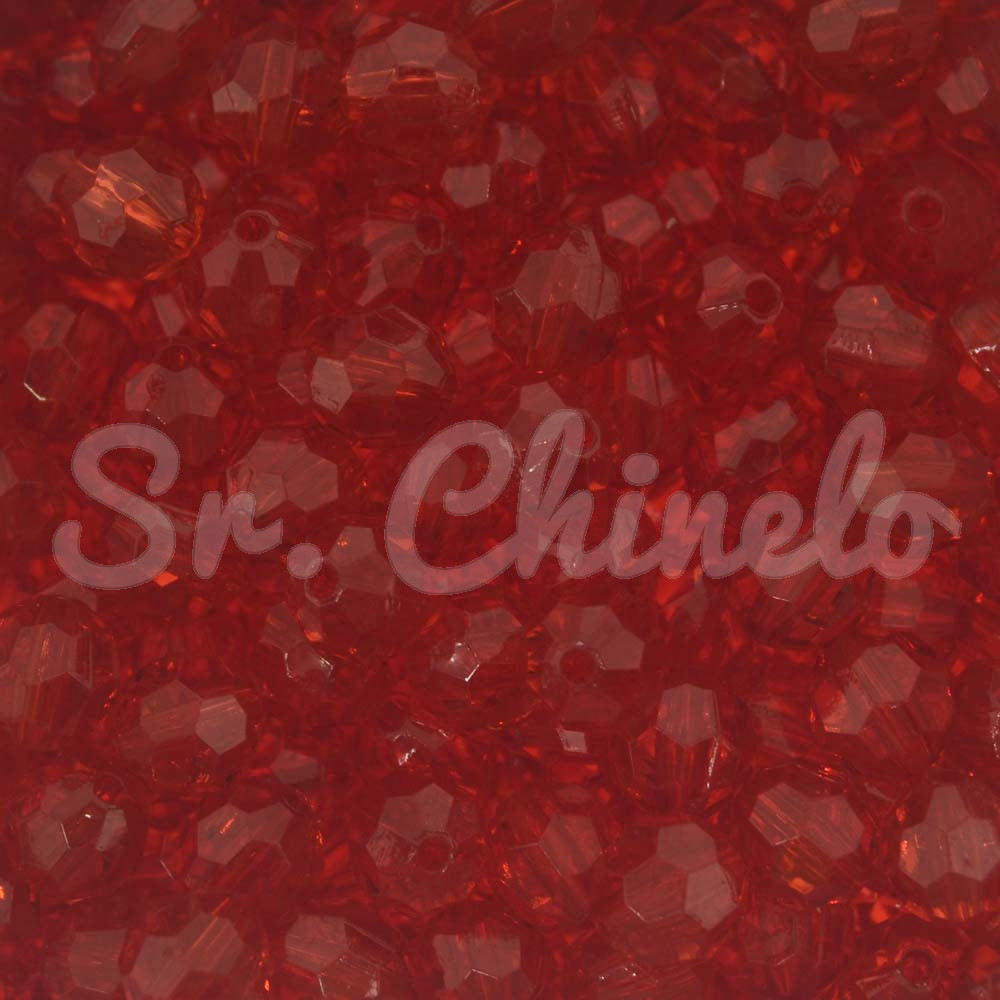 Bola Acrílica Sextavada, 08mm, Vermelho