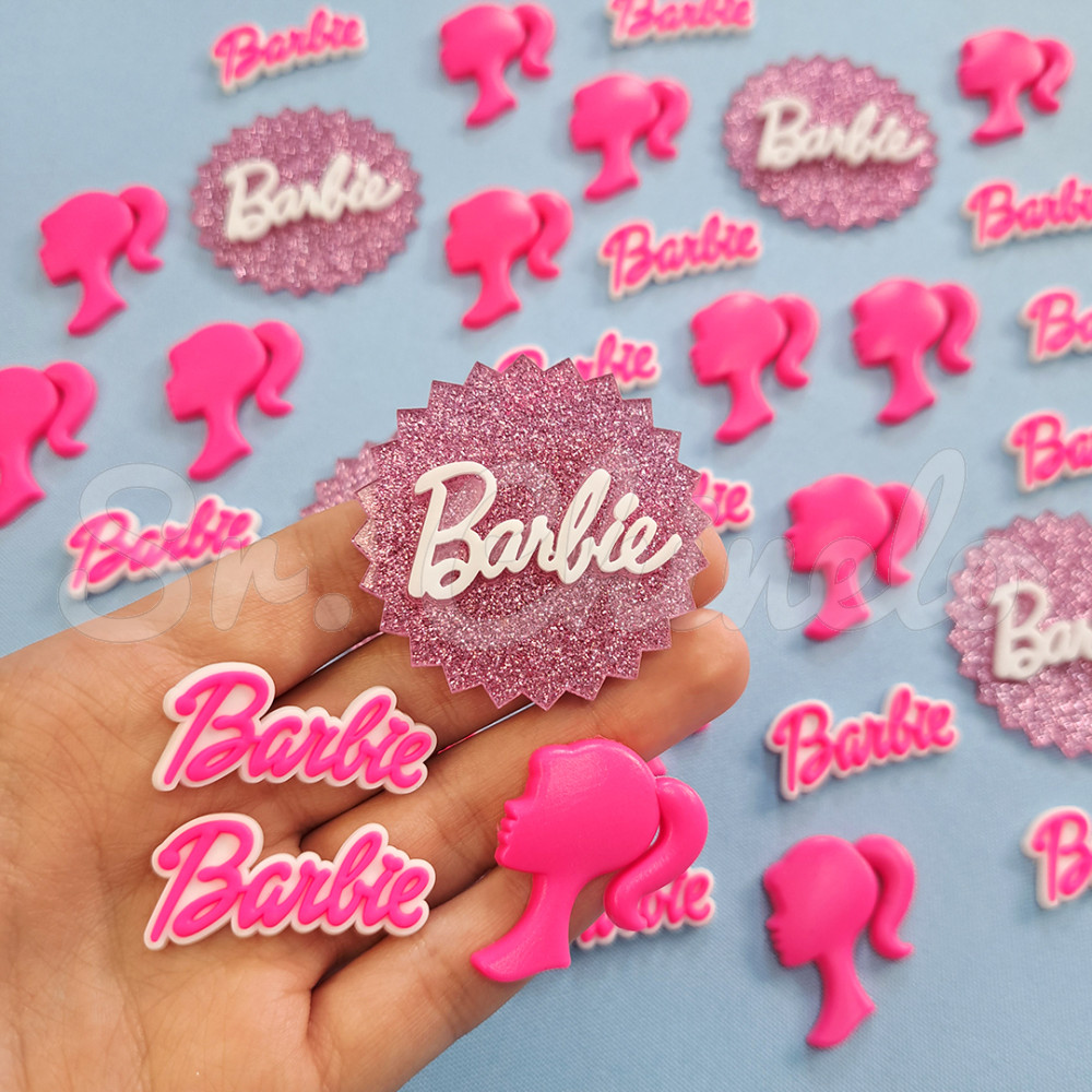 Aplique de Borracha, Perfil Barbie, Rosa