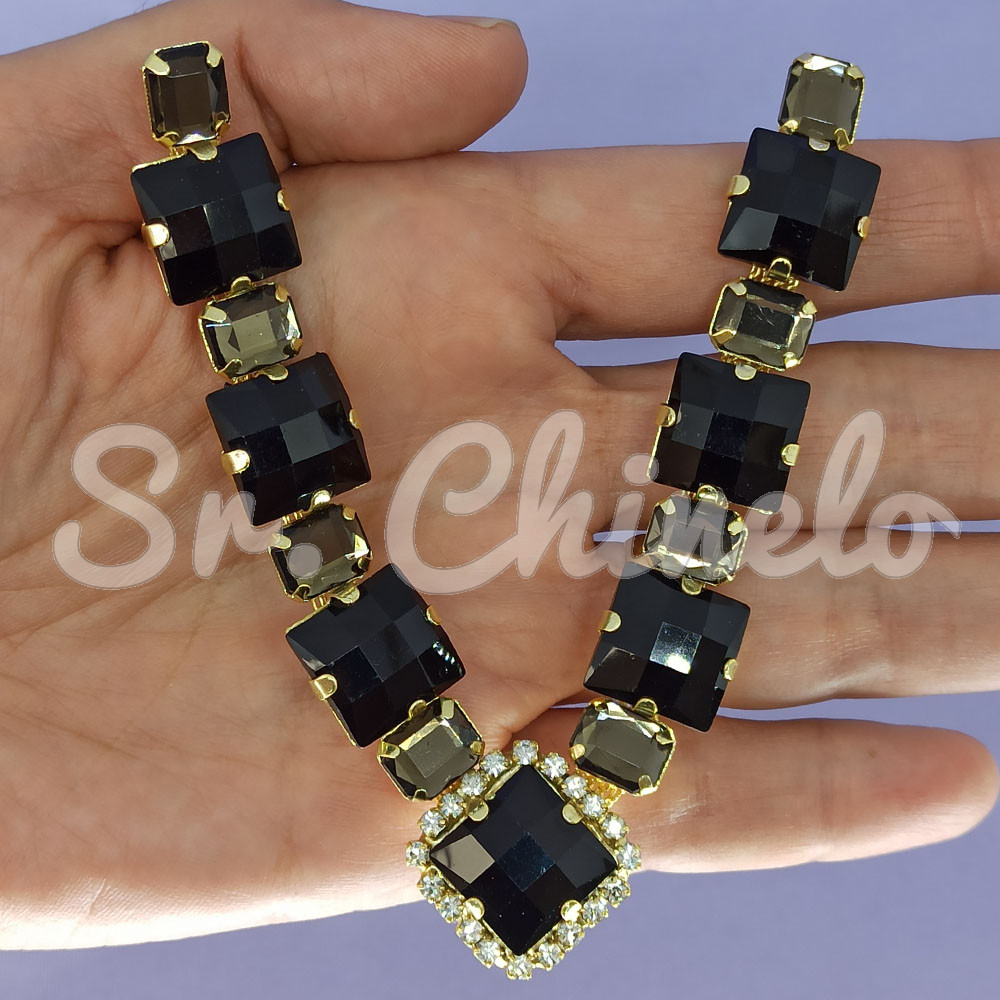 Cabedal Helô, Banhado, Rebite, Preto/Fumê