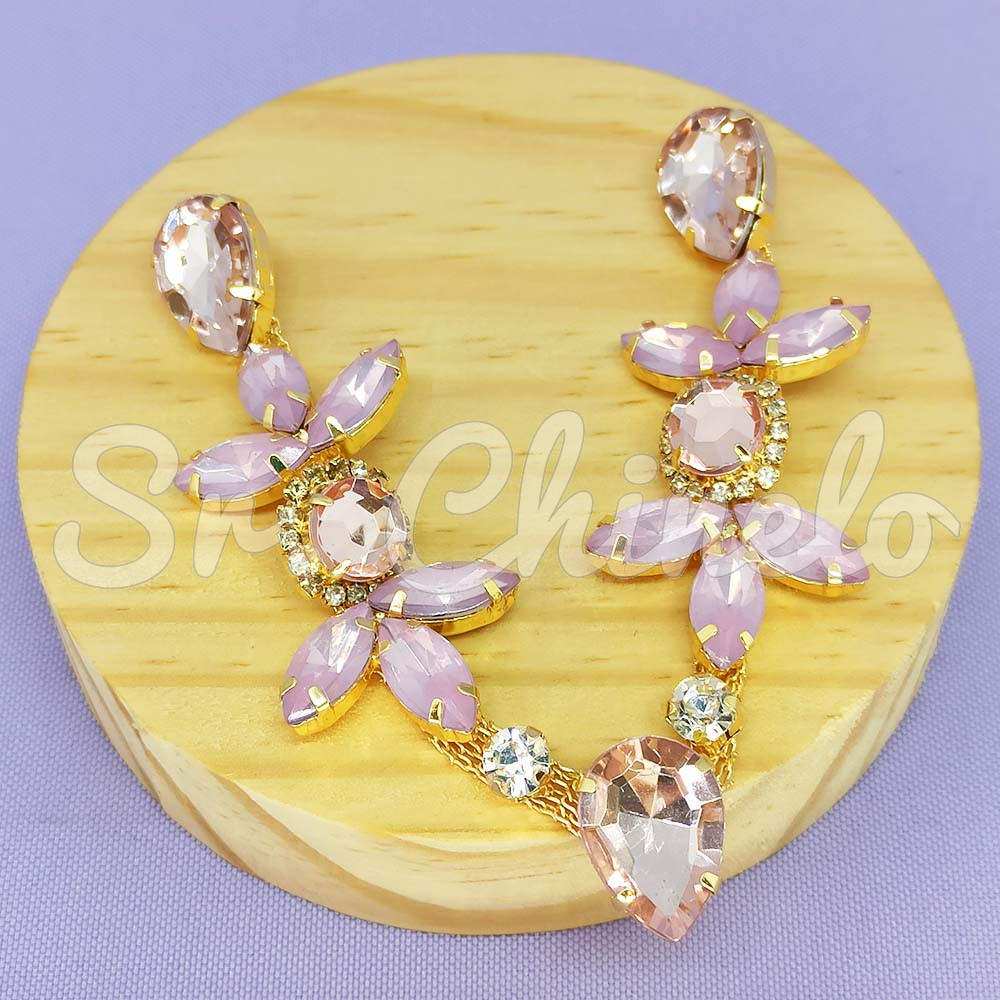 Cabedal Monica, Banhado, Rebite, Rosa Vintage