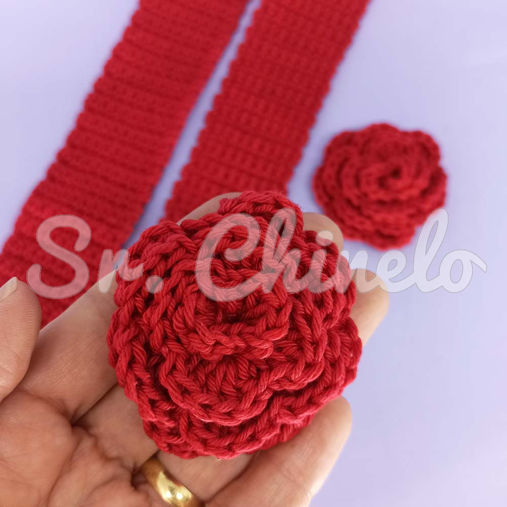 Kit de Aplique em Crochê Begônia, Carmim