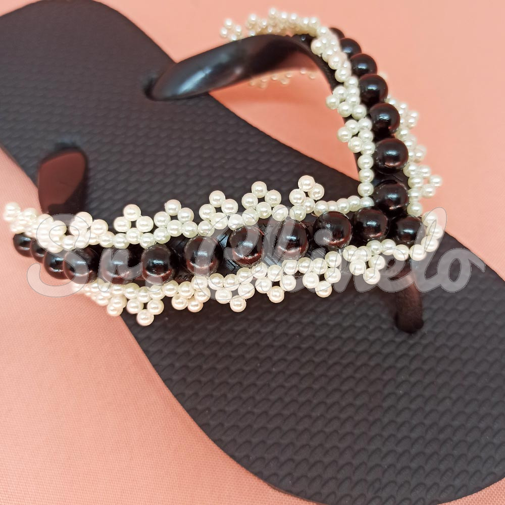 Trama de Pérolas Dália, Preto/Branco