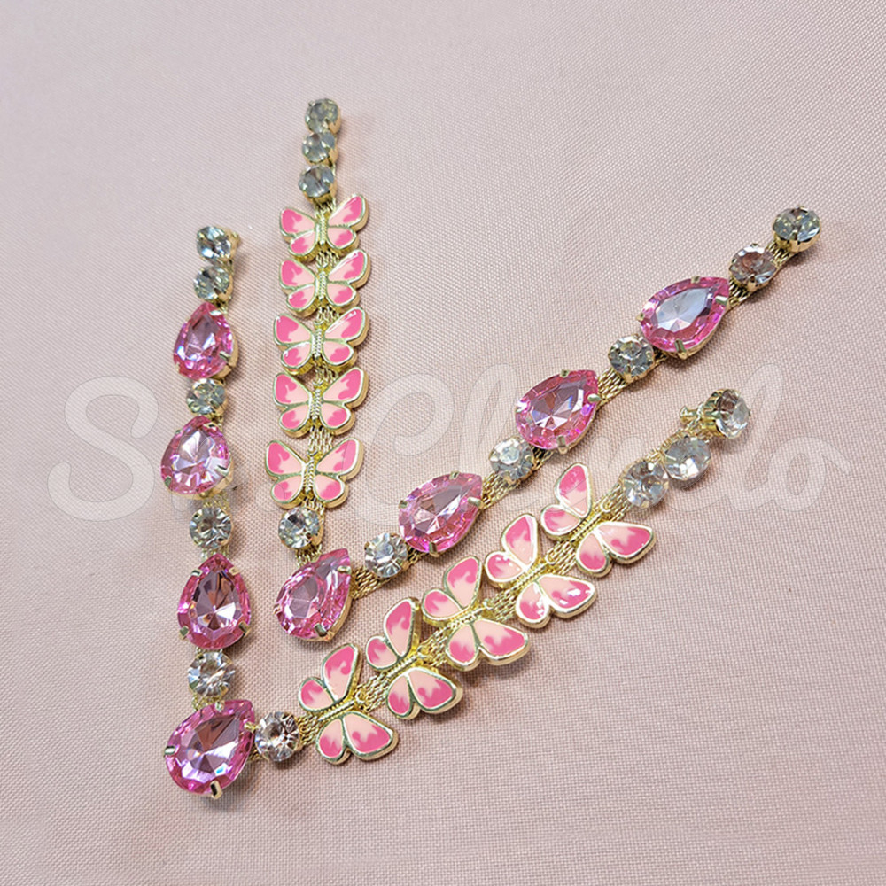 Cabedal Lily, Borboletas, Rebite, Rosa/Cristal