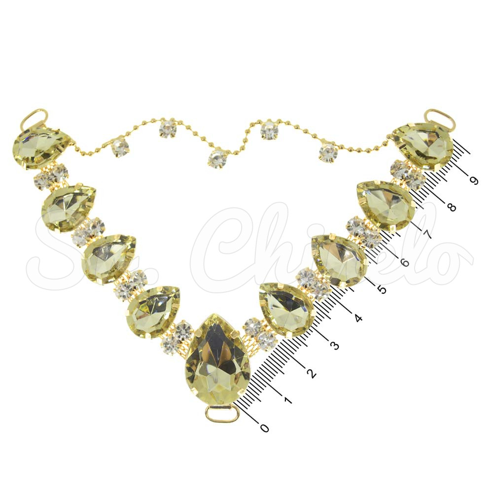 Cabedal Carol, Passante, Correntinha, Dourado/Cristal