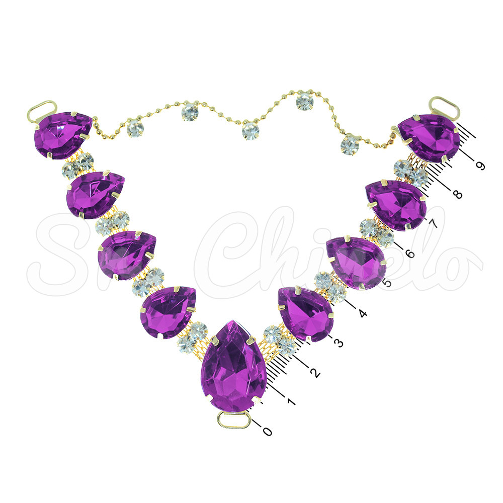 Cabedal Carol, Passante, Correntinha, Roxo/Cristal