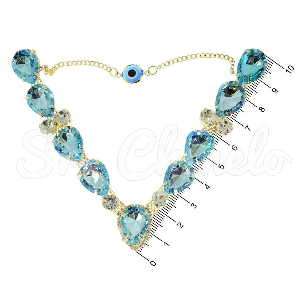 Cabedal Zoe, Rebite, Olho Grego, Azul Tiffany