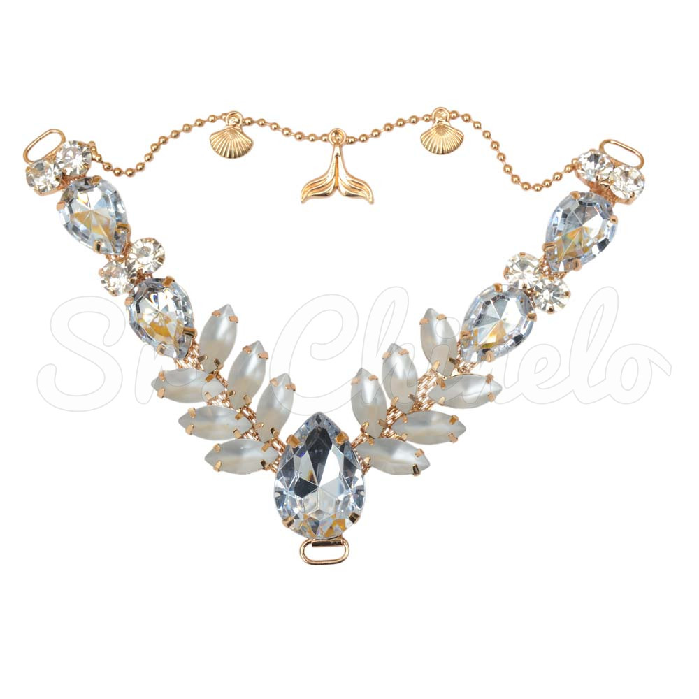 Cabedal Iara, Passante, Correntinha Rabo de Sereia, Cristal/Cristal Jateado