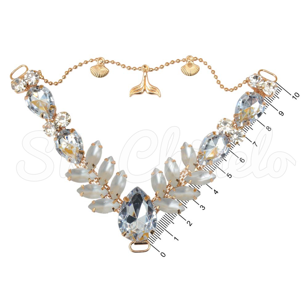 Cabedal Iara, Passante, Correntinha Rabo de Sereia, Cristal/Cristal Jateado