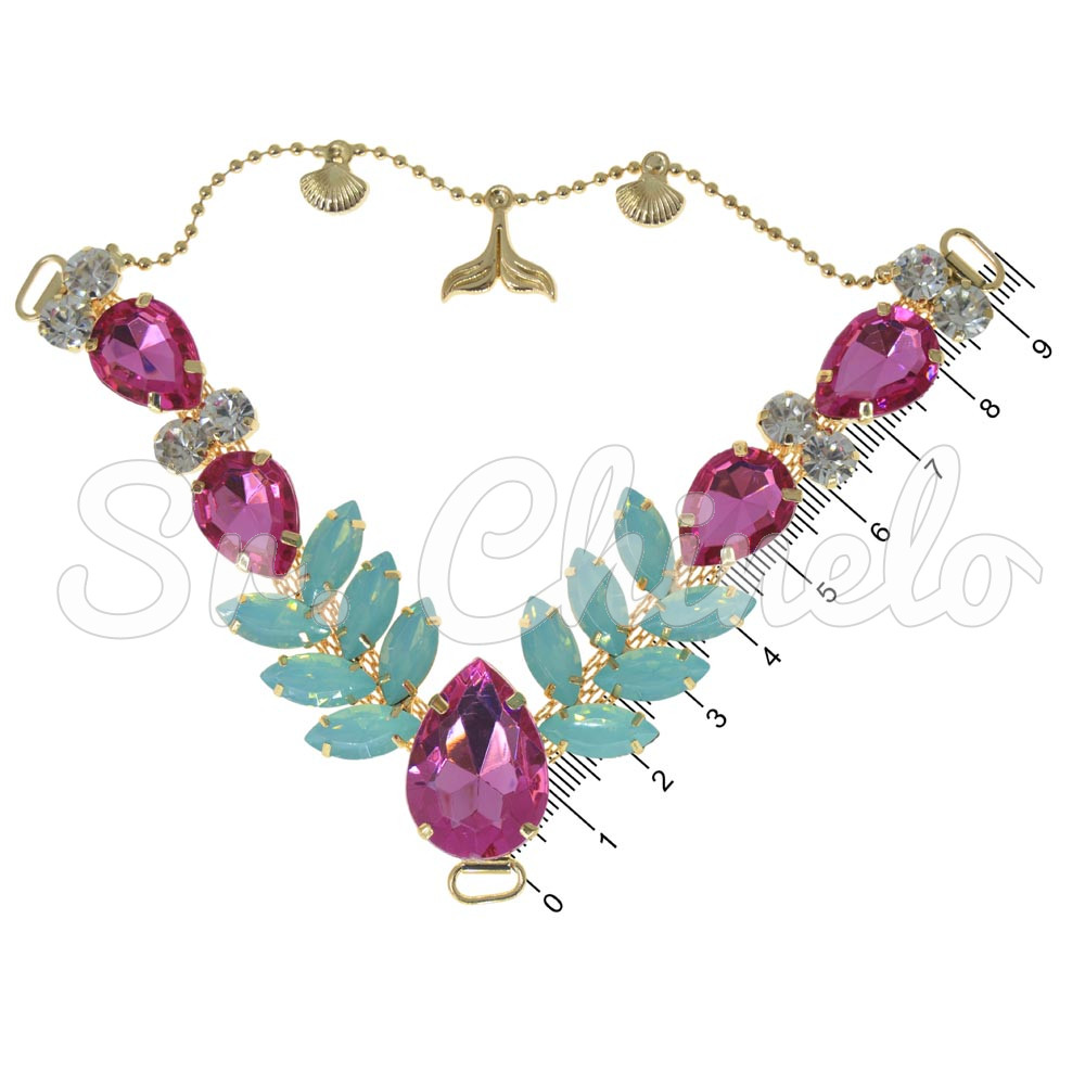 Cabedal Iara, Passante, Correntinha Rabo de Sereia, Rosa/Tiffany
