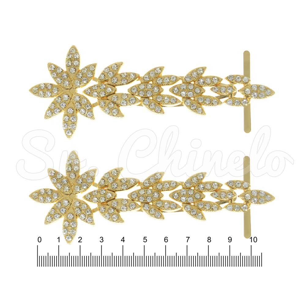Cabedal Folhagem, Garra, Ouro/Cristal