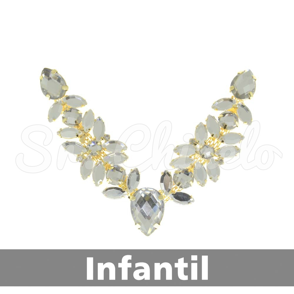 Cabedal Infantil Raíssa, Banhado, Rebite, Cristal