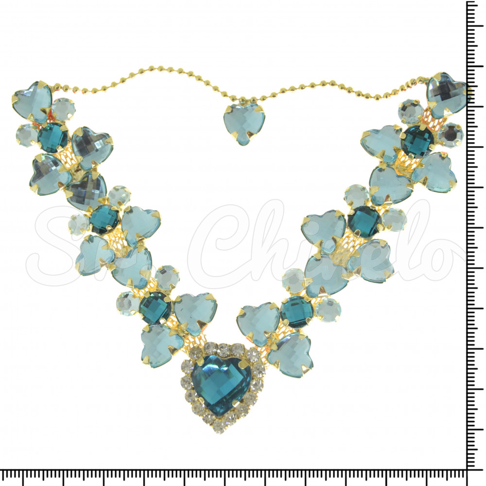 Cabedal Afrodite, Banhado, Rebite, Correntinha, Turquesa/Azul Tiffany