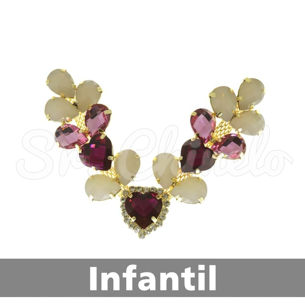 Cabedal Infantil Amanda, Banhado, Rebite, Rosa/Creme