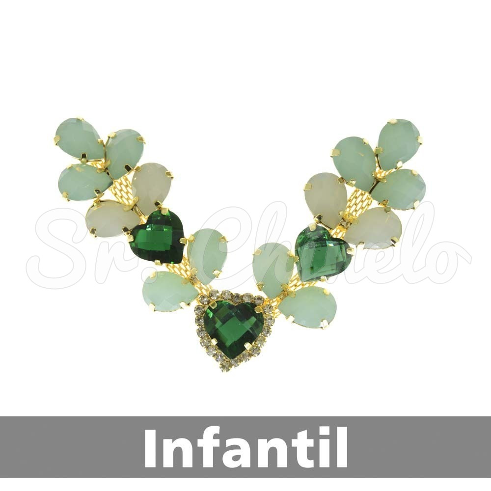 Cabedal Infantil Amanda, Banhado, Rebite, Verde/Tiffany