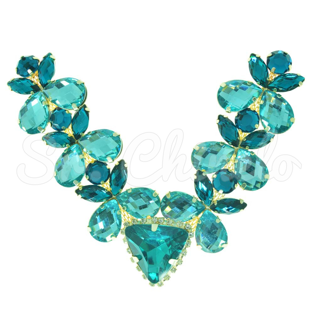 Cabedal Vanessa, Banhado, Rebite, Turquesa/Azul Tiffany