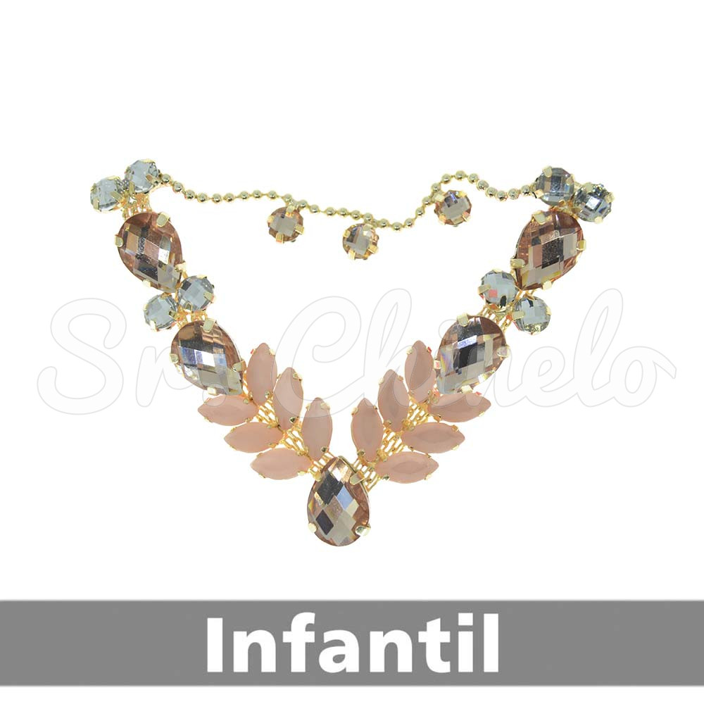 Cabedal Infantil Sirena, Banhado, Rebite, Rose Gold/Rose Gold Jateado