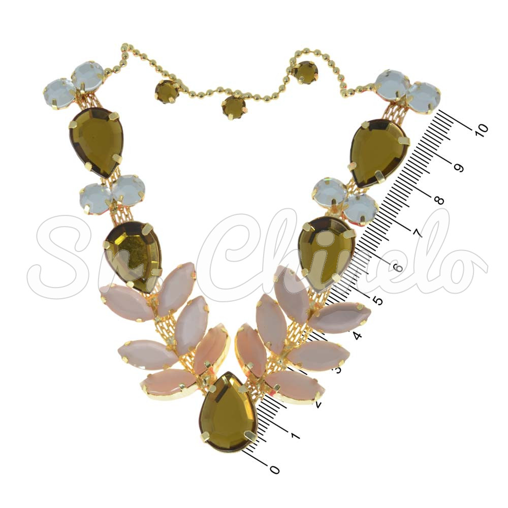 Cabedal Sirena, Banhado, Rebite, Correntinha, Marrom/Rose Gold Jateado