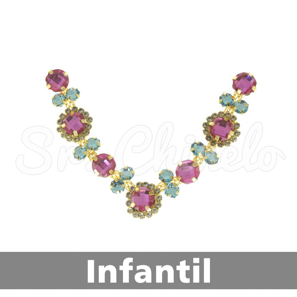 Cabedal Infantil Lucy, Banhado, Rebite, Rosa Claro/Tiffany