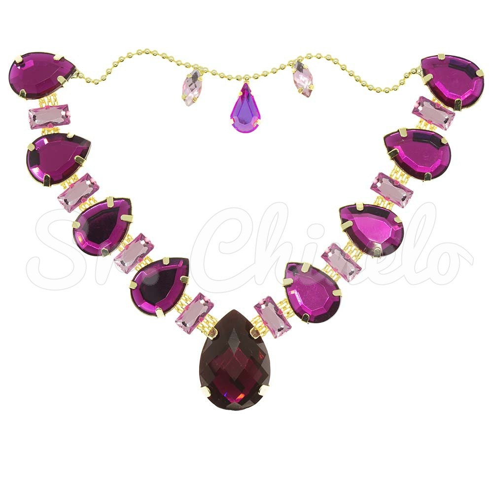 Cabedal Beatriz, Banhado, Rebite, Correntinha, Pink/Rosa Claro