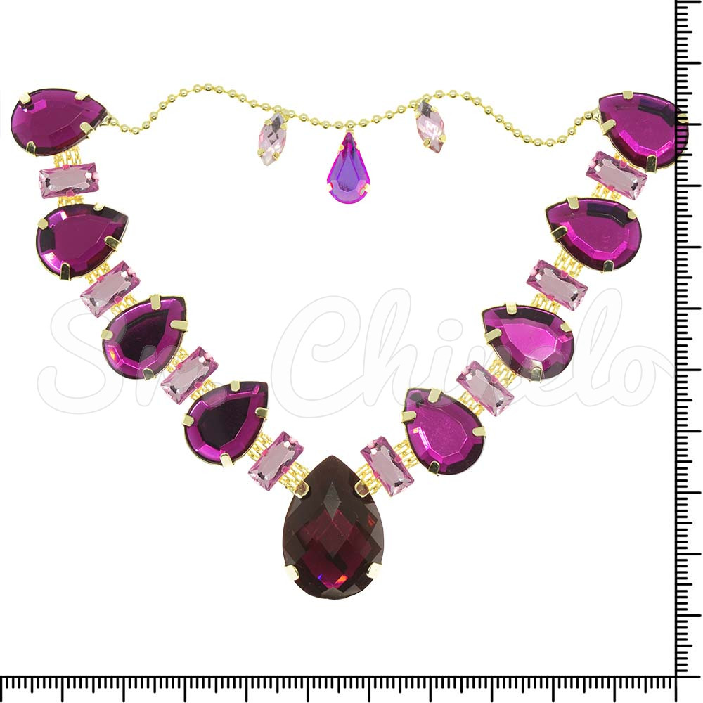 Cabedal Beatriz, Banhado, Rebite, Correntinha, Pink/Rosa Claro