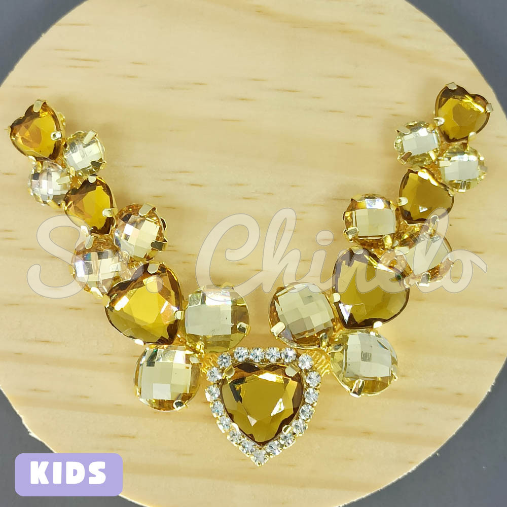 Cabedal Infantil Laura, Banhado, Rebite, Marrom/Dourado