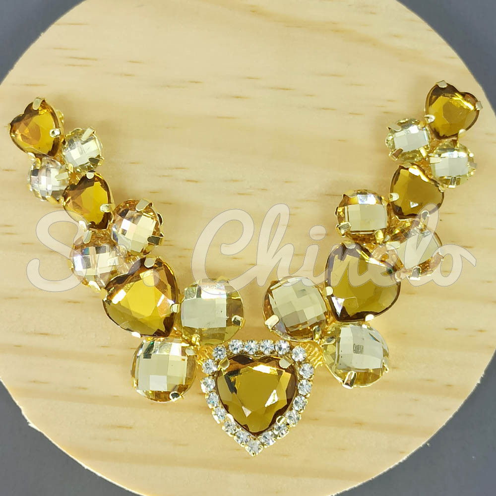 Cabedal Infantil Laura, Banhado, Rebite, Marrom/Dourado