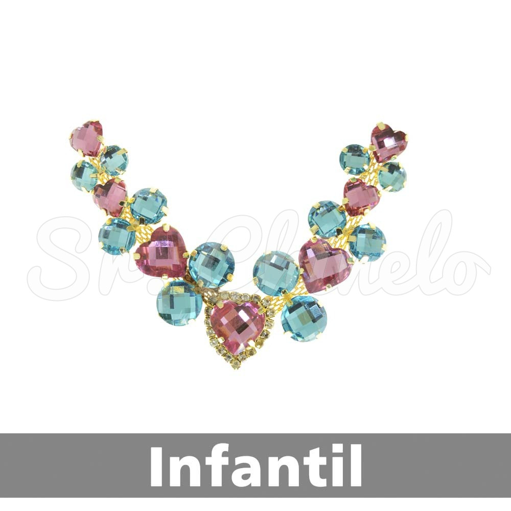 Cabedal Infantil Laura, Banhado, Rebite, Rosa Claro/Tiffany
