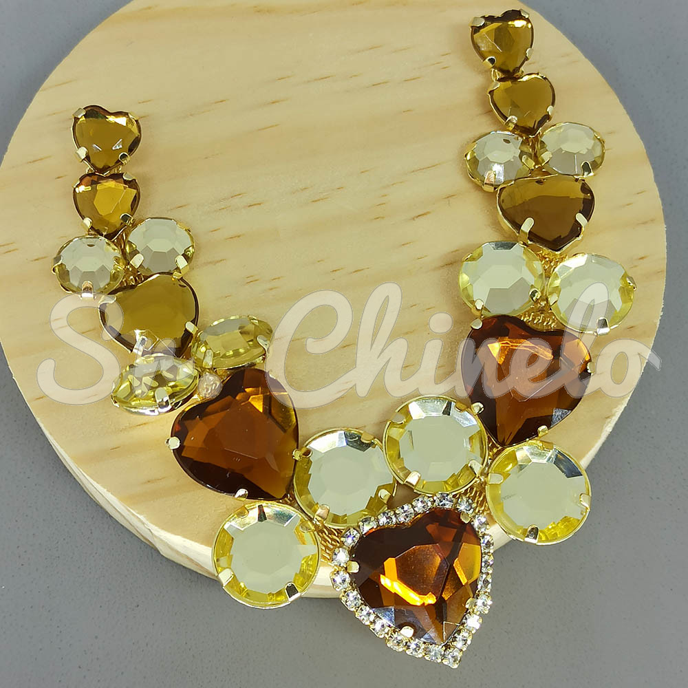Cabedal Laura, Banhado, Marrom/Dourado