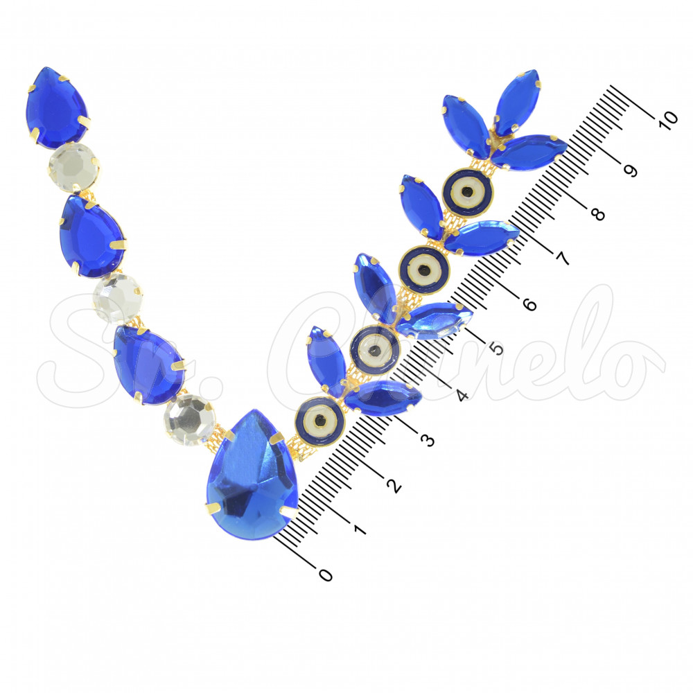 Cabedal Olho Grego, Banhado, Rebite, Azul