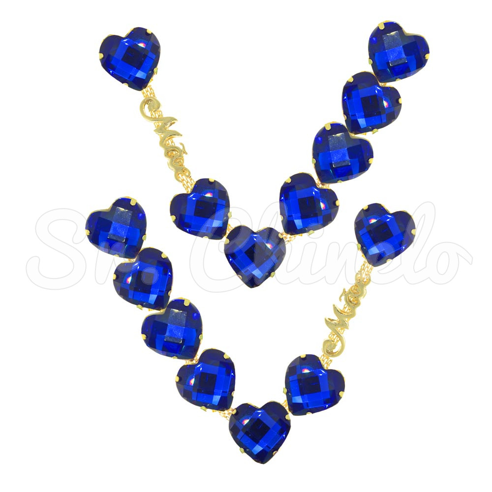 Cabedal Mãe, Coração, Banhado, Rebite, Azul