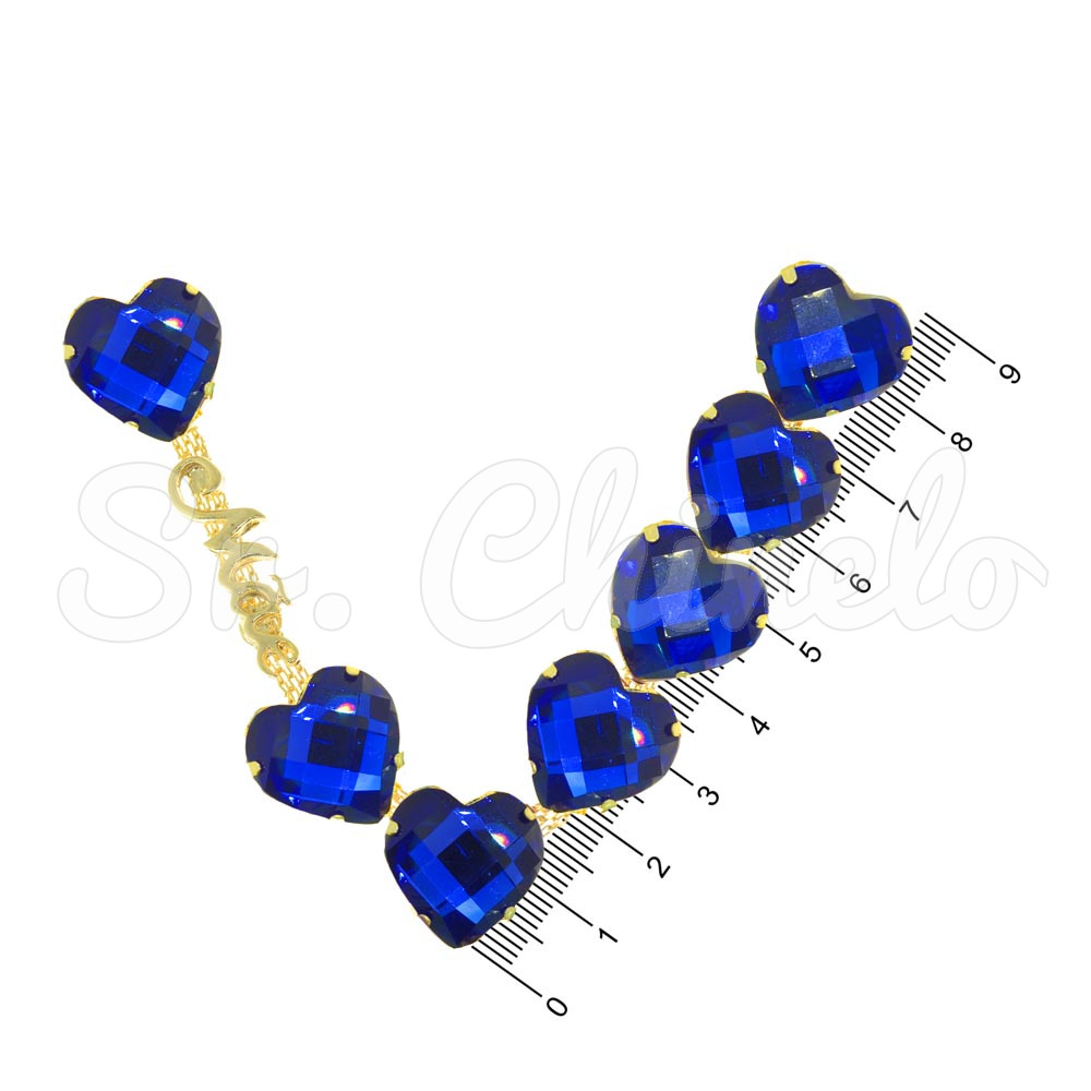 Cabedal Mãe, Coração, Banhado, Rebite, Azul