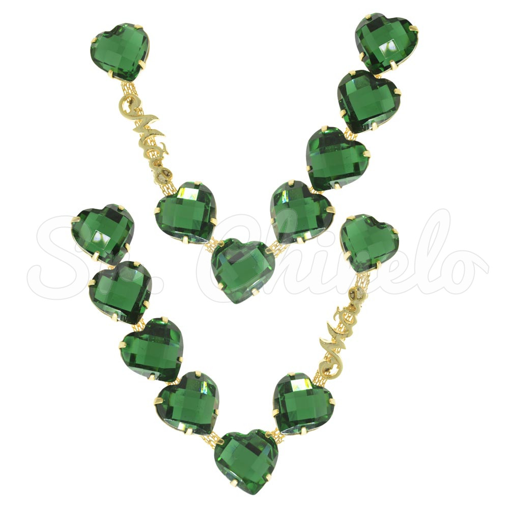 Cabedal Mãe, Coração, Banhado, Rebite, Verde