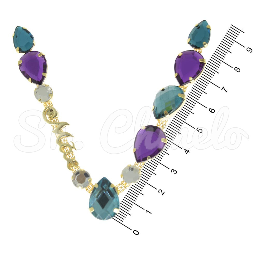 Cabedal Mãe, Gotas, Banhado, Rebite, Turquesa/Roxo