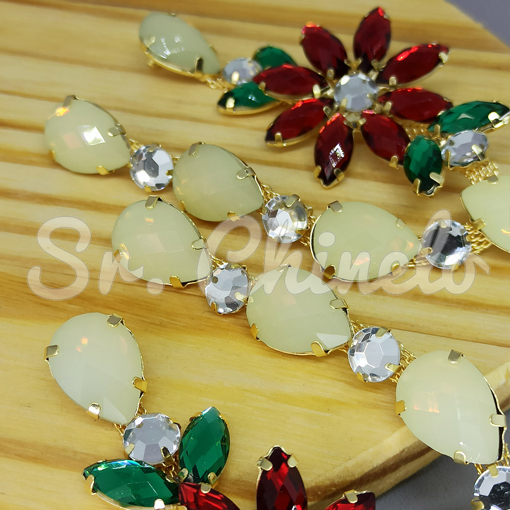 Cabedal Daisy, Banhado, Rebite, Branco Opal/Vermelho